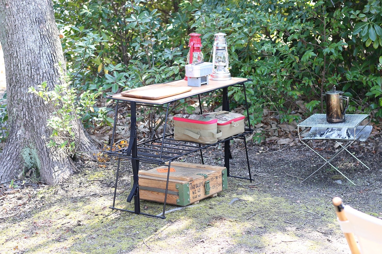 定番日本製アイアン ローテーブル キャンプギア 植物棚 テーブル・チェア・ハンモック